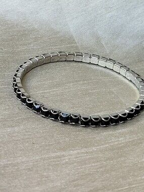 Touchstone Crystal By Swarovski Jet Black Stretch Bracelet